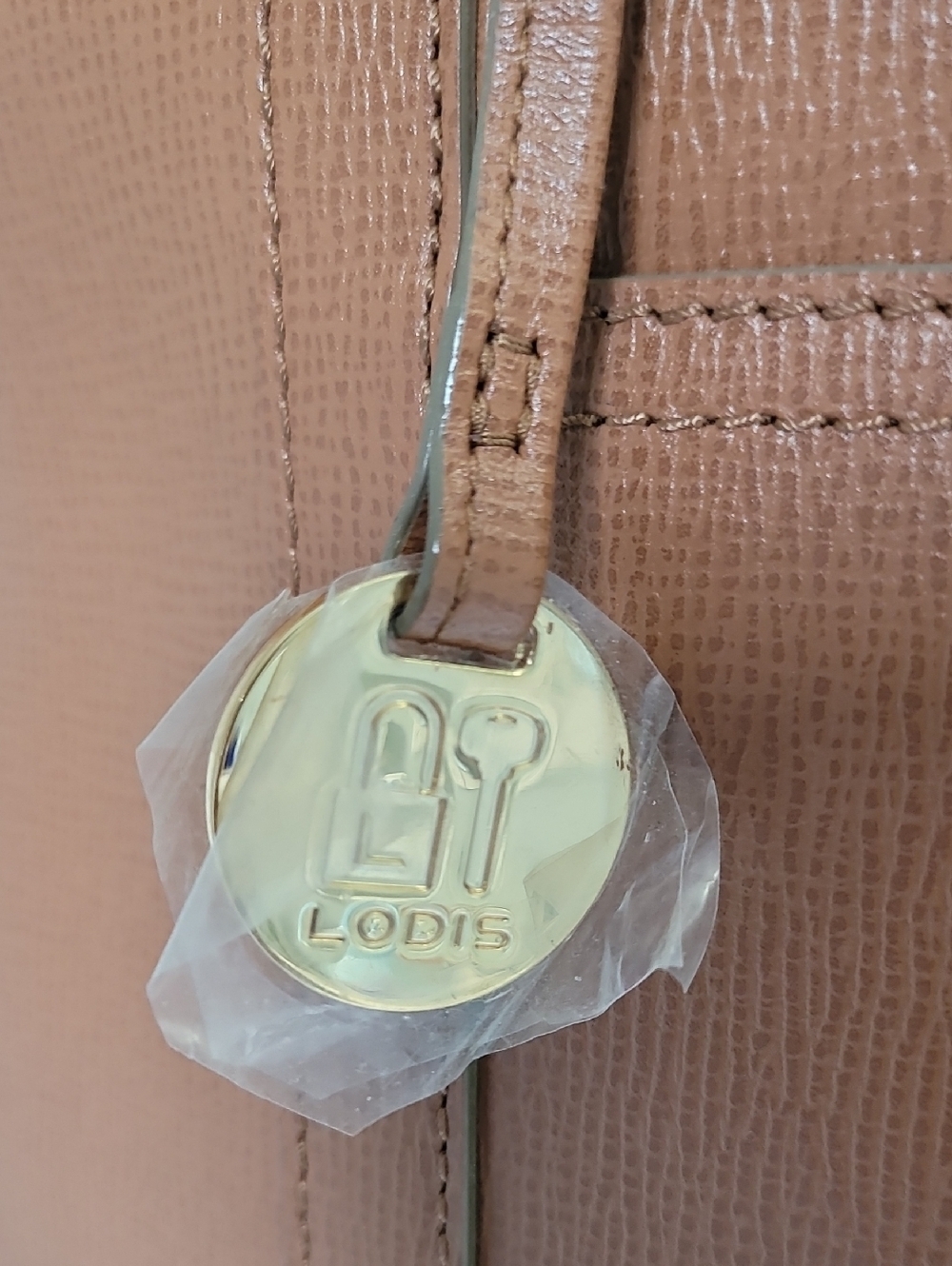 Lodis RFID Leather Tote Tan Crosshatch & Suede Large Zip Work Bag - Picture 3 of 12
